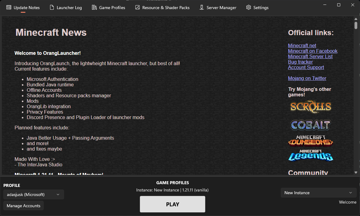 OrangLauncher Modern WinUI 11 Version